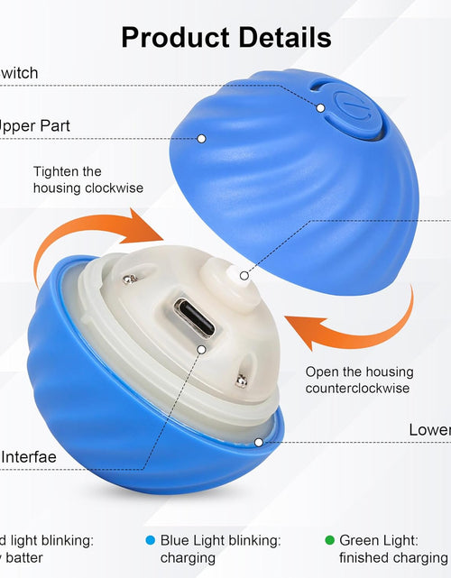 Load image into Gallery viewer, Smart Interactive Dog Toy Ball, Active Rolling Wicked Ball with Automatic Bouncing and Rotating for Puppy/Small Dogs Durable, Chewable, USB Recharger and Fun Gift Toy to Dog 2.2inch
