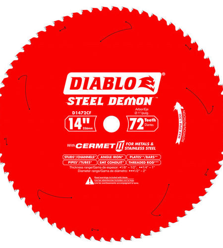 Diablo D1472CF 14" x 72-Teeth Steel Demon™ Cermet II Saw Blade for Medium Metal