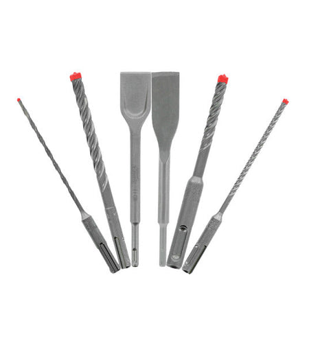 Diablo DMAPL9930-S6 6pc SDS-Plus Rebar Demon™ 4-Cutter Full Carbide Head Hammer Drill Bit & Chisel Set (6-Piece)