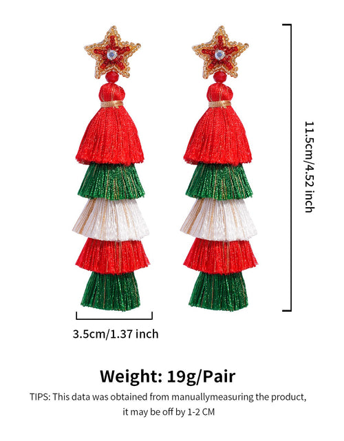 Load image into Gallery viewer, Christmas Day Earrings Earrings Handmade Beads Christmas Old Man Cartoon Character Tassel Rice Beads Earrings

