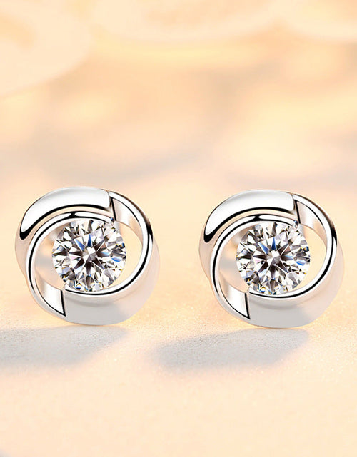 Load image into Gallery viewer, S925 pure silver rose earrings with petal shaped earrings, Korean minimalist women's mini clover rose petal earrings
