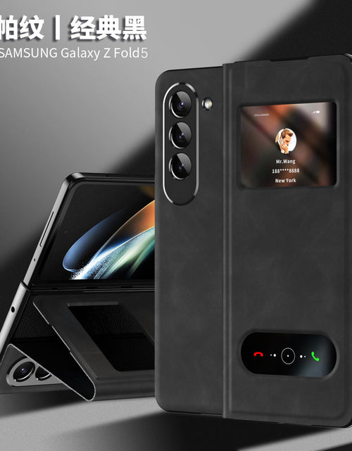 Load image into Gallery viewer, Suitable for Samsung Fold6 phone case folding FOLD5 protective case pure pigment leather 5G business full package anti drop leather case
