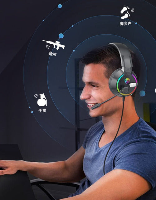 Load image into Gallery viewer, Head mounted gaming headset Soulbytes S19 wired RGB computer headset anchor gaming headset
