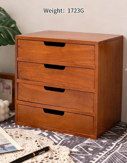 Load image into Gallery viewer, Three-layer Storage Cabinet, Small Wooden Cosmetic Organizer Box, Display Screen Riser
