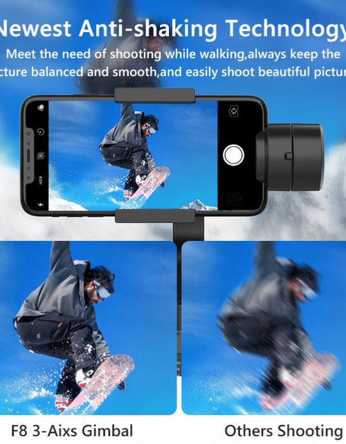 Load image into Gallery viewer, F8 mobile phone camera stabilizer handheld three-axis anti shake platform Tiktok live broadcast tripod short video camera stabilizer
