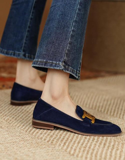 Load image into Gallery viewer, Women’s Retro Metal Buckle Slip-On Loafer Shoes
