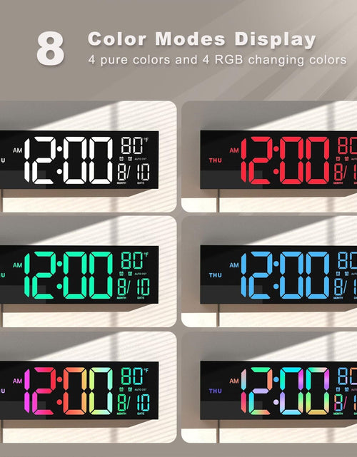 Load image into Gallery viewer, Large Digital Wall Clock with Remote Control Big LED/Dual Alarm/8 RGB Colors Digital Alarm Clock Electronic Watch
