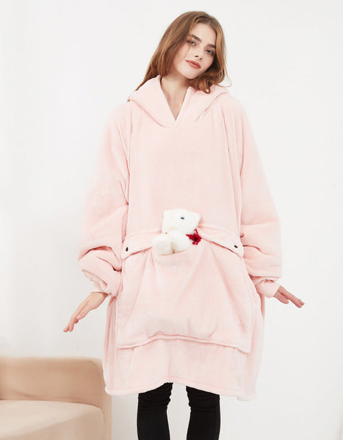 Load image into Gallery viewer, USB carbon fiber heated lazy blanket can be worn in winter, thick heating, washable lazy hoodie electric blanket
