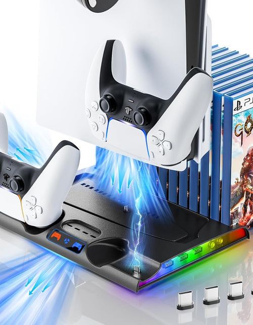 Load image into Gallery viewer, PS5 SLIM dedicated charging dock p5SLIM cooling base thin fan disc storage rack
