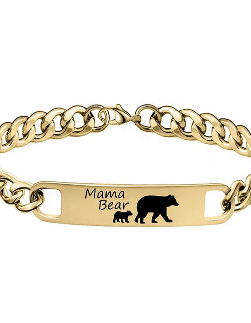 Load image into Gallery viewer, Customized 3-5 days Stainless steel Mama Bear Mother's Day gift engraved titanium steel bracelet
