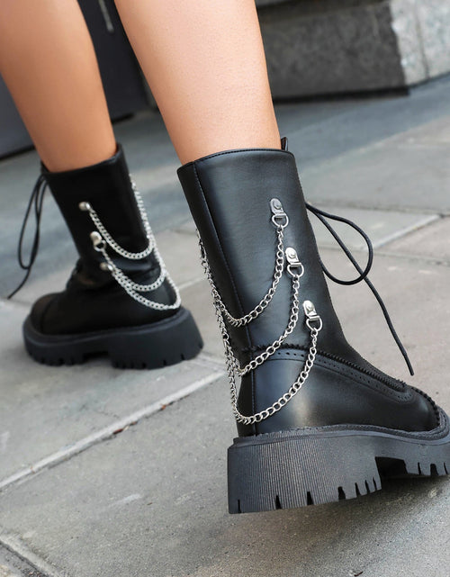 Load image into Gallery viewer, Women’s Chunky Heel Mid-Calf Dr. Style Boots – Large Size Fall &amp; Winter Boot
