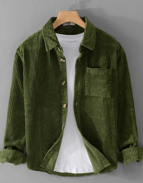 Load image into Gallery viewer, Autumn and winter men's corduroy long sleeved shirt, simple, casual, trendy, retro, handsome men's shirt
