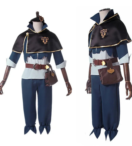 Anime Black Clover Asta Yuno Cosplay Costume Emperor Asta Uniform Tops Pants Cloak Bag Full Outfit Set Men Halloween Clothes