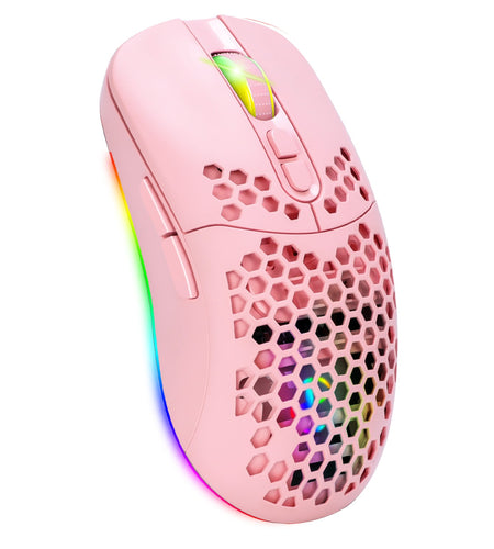 Charging hole the third mock examination Bluetooth wireless mouse lightweight mute cellular RGB light-emitting pink mouse