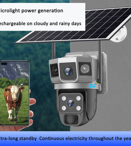 V380PRO-9 Solar powered WiFi Outdoor Waterproof Ball Machine HD Monitoring Camera Remote Uninterrupted Power