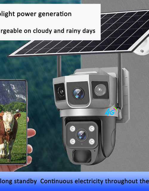 Load image into Gallery viewer, V380PRO-9 Solar powered WiFi Outdoor Waterproof Ball Machine HD Monitoring Camera Remote Uninterrupted Power
