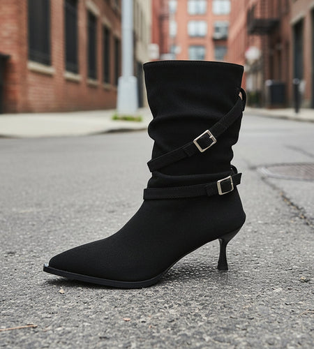 Pointed-Toe Suede Stiletto Ankle Boots Women