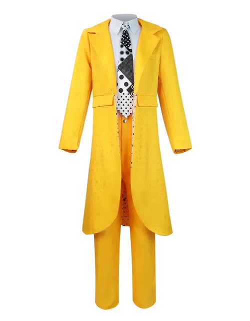 Load image into Gallery viewer, The Mask Cosplay Costume Halloween Carrey Cosplay Uniform Anime Costumes Yellow Trench Hat Carnival Party Jim Clown Mask for Men
