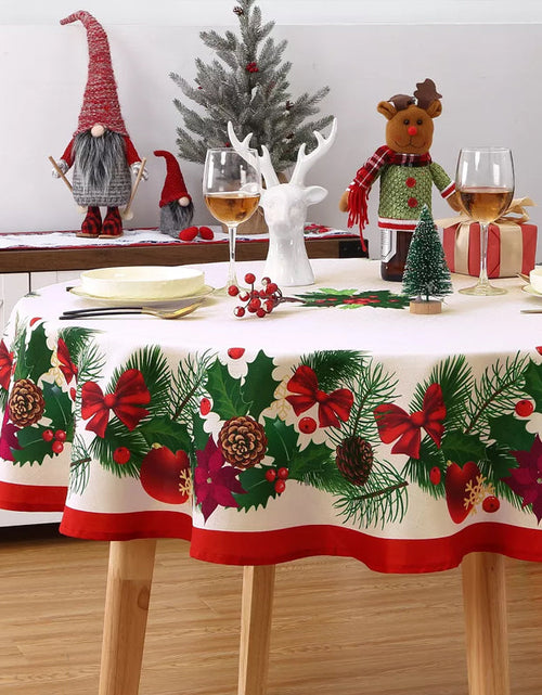 Load image into Gallery viewer, Christmas table runner with pine holly needle, holiday dining decor
