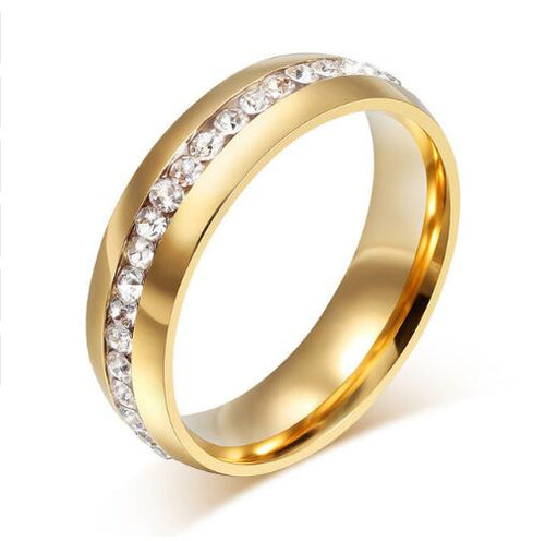 Load image into Gallery viewer, crystal wedding ring for women 6mm stainless steel engagement

