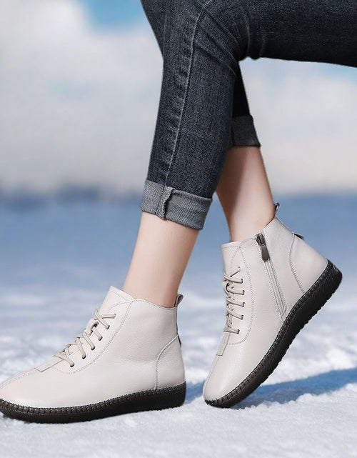 Load image into Gallery viewer, Women’s Genuine Leather Soft-Soled Flat Ankle Boots
