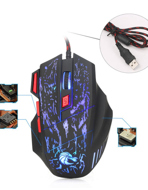 Load image into Gallery viewer, Flowing Crack Colorful Luminous Gaming Mouse Wired Blaze Bird Mouse
