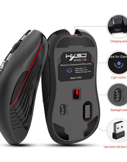 Load image into Gallery viewer, New Rechargeable Wireless Mouse 3600dpi Adjustable Colorful Luminous Gaming Mouse 7D Can Turn Off Lights
