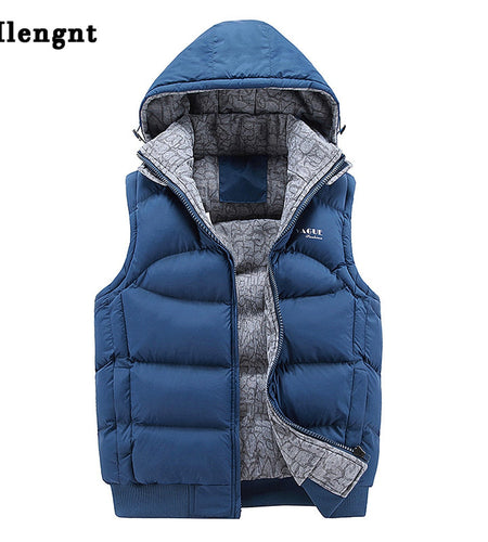 Fashion Sleeveless Jacket 2019 Men Thickening 100% Cotton Vest Hat Hooded Warm Vest Winter Waistcoat Men Casual Windbreaker