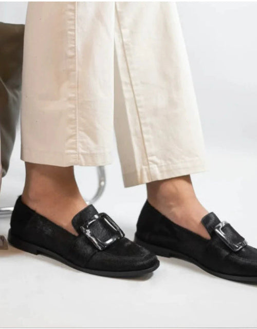 Load image into Gallery viewer, Vintage Square-Button Low-Cut Loafers — Women’s Elegant Slip-On Shoes
