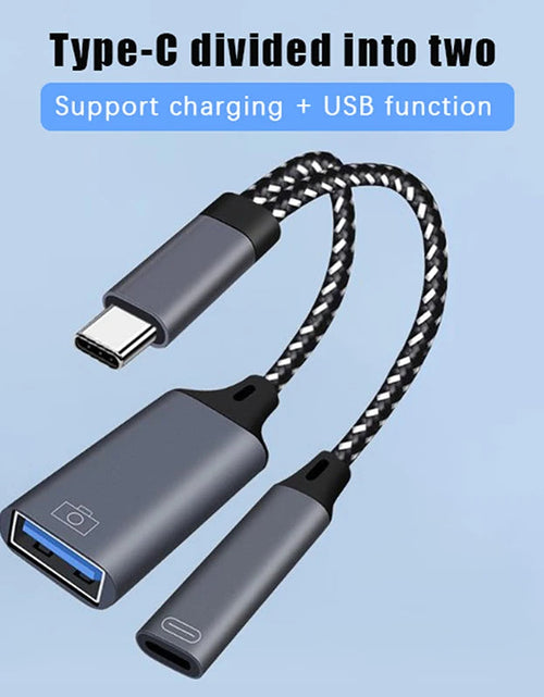 Load image into Gallery viewer, USB C OTG Cable Phone Adapter 2 In 1 Type C To USB A Adapter With PD Charging Port For Phone Laptop Tablet
