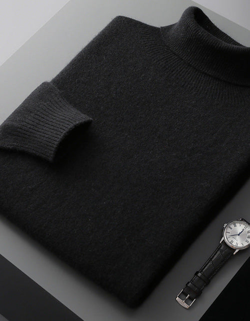 Load image into Gallery viewer, Men's high collar pullover sweater for autumn and winter, loose knit base sweater for men
