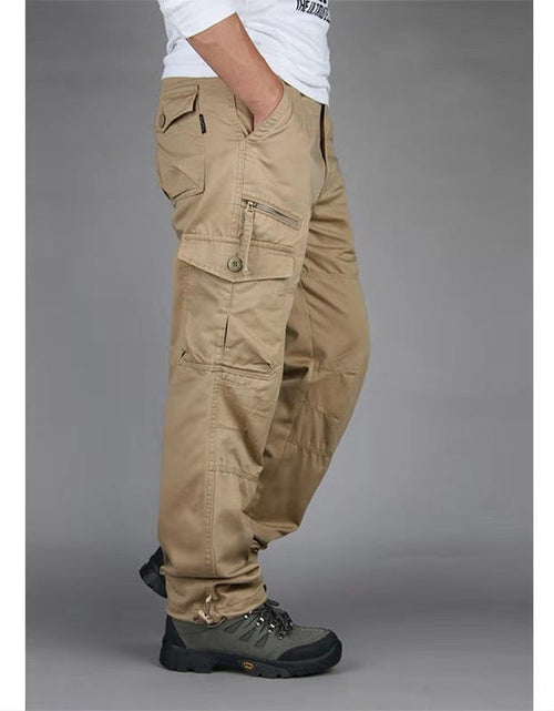 Load image into Gallery viewer, Men's Cotton Cargo Overalls for Camping &amp; Hiking - Straight-Leg, Multi-Pocket Baggy Trousers
