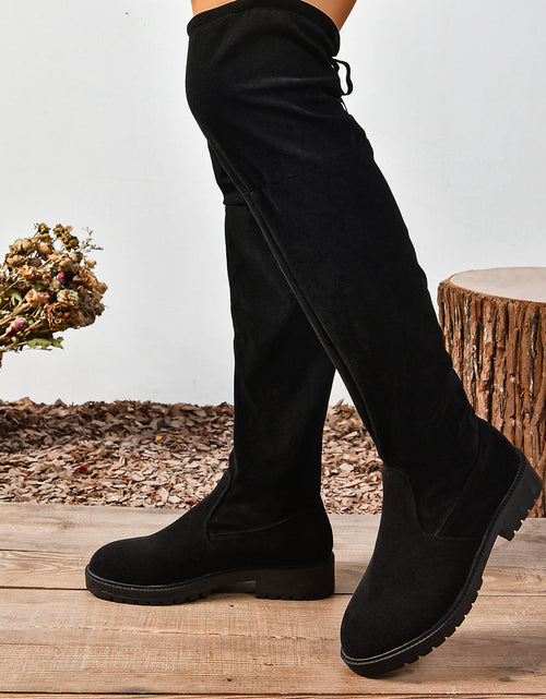 Load image into Gallery viewer, Women’s Elastic Knee-High Boots – Thick Sole Solid Color Fashion Boots
