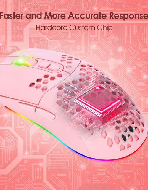 Load image into Gallery viewer, Charging hole the third mock examination Bluetooth wireless mouse lightweight mute cellular RGB light-emitting pink mouse
