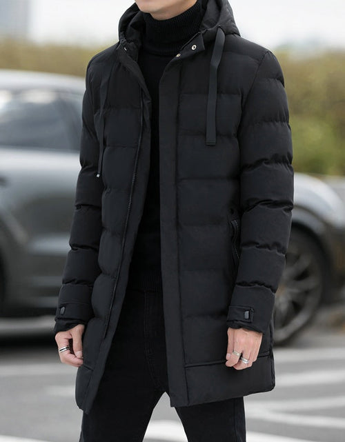 Load image into Gallery viewer, Loose men's medium to long thick warm casual fashion cotton jacket hooded cotton jacket for men
