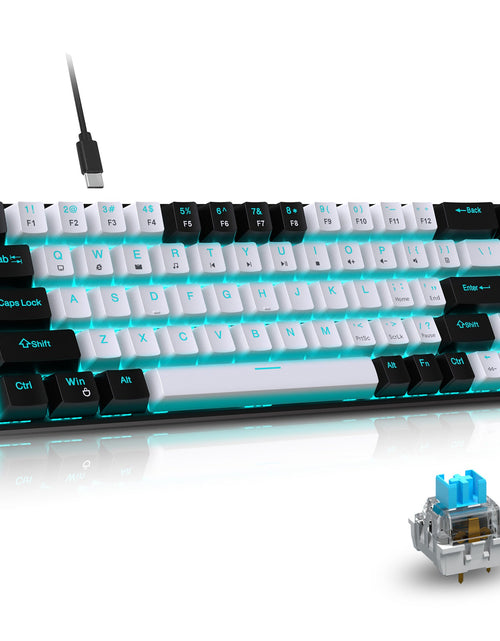 Load image into Gallery viewer, 68 keys, 60% keyboard, customized color blocked keycaps, RGB mechanical keyboard, MINI set, plug-in blue axis ice blue disc
