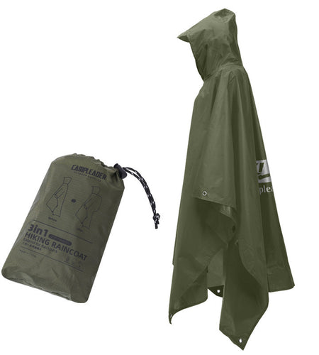 3 - in - 1 Waterproof Rain Poncho for Outdoor Use: Motorcycle, Camping, Hiking & Travel