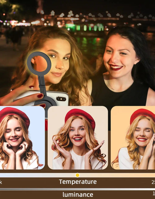 Load image into Gallery viewer, Magnetic LED Fill Light for Phone Selfie Light LED Video Light 2500K-9000K Dimmable Built-in Battery Replacement for iPhone Vlog

