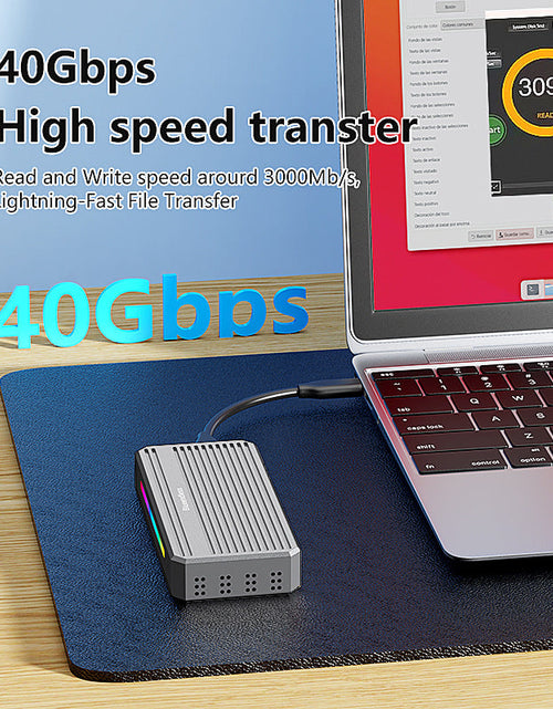 Load image into Gallery viewer, USB4 hard drive box M2 NVME solid-state drive reader 40G Thunderbolt 4 portable hard drive box with RGB light external
