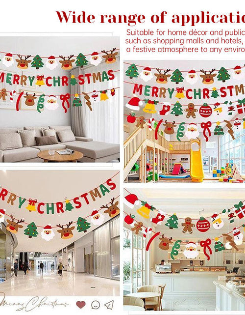 Load image into Gallery viewer, Handmade Pull String Flag Banner, LED String Lights, Christmas Holiday Background Decor
