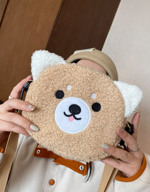 Load image into Gallery viewer, Women's Bag Autumn/Winter New Cute Doll Women's Shoulder Bag Fashionable and Stylish Crossbody Plush Small Round Bag Student Bag
