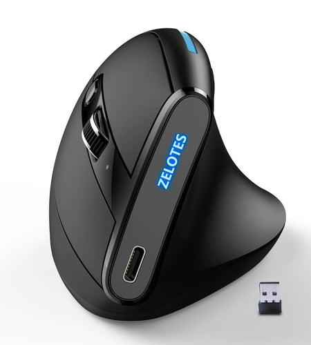 ZELOTES Master F36A Vertical Ergonomic Grip Anti Mouse Hand Charging Wireless Office Mouse