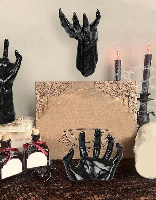 Load image into Gallery viewer, Gothic Halloween Indoor Decor: 12-Pack Bat Sticker Wall Hangings (Spooky Hands &amp; Lit Candles) for Gothic Walls
