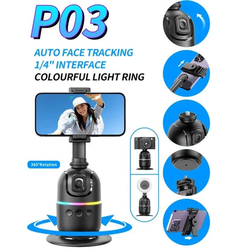 Load image into Gallery viewer, P03  AI Smart Gimbal 360° Auto Face Tracking Gimbal All-in-one Rotation For Smartphone video Vlog Stabilizer Phone Holder
