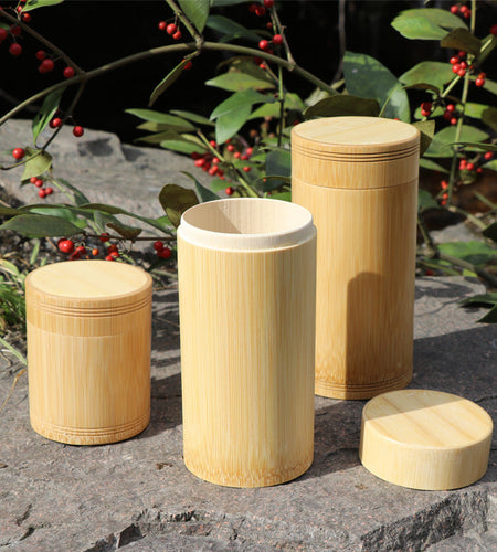 Bamboo Storage Bottles Jars Wooden Small Box Containers Handmade For Spices Tea Coffee Sugar Receive With Lid Vintage