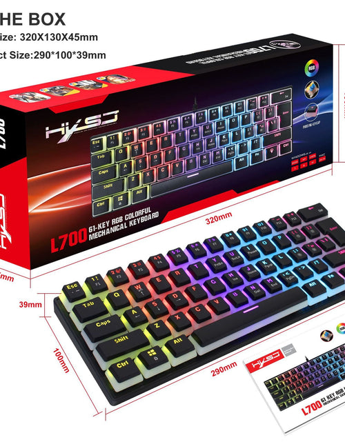 Load image into Gallery viewer, HXSJ new 61 key wired mechanical keyboard, blue axis pudding keycap, color backlit game, office and home use
