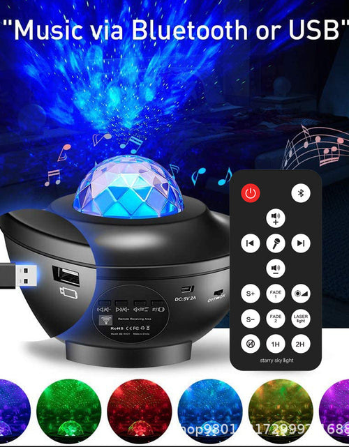 Load image into Gallery viewer, Popular Small Bowl Starry Sky Light Projection Light USB Bluetooth Music Rotating Water Ripple Starry Sky Laser Atmosphere Light
