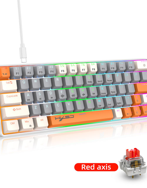Load image into Gallery viewer, 63 key portable 60% mechanical gaming keyboard RGB backlit compact mini gaming keyboard
