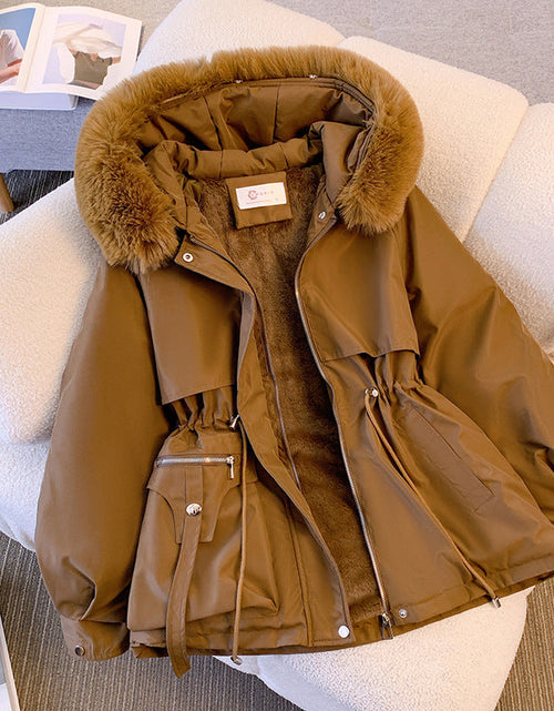 Load image into Gallery viewer, Thin down cotton jacket with fashionable and thick fur and fur integrated jacket

