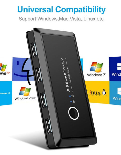 Load image into Gallery viewer, Printer sharer USB 2.0 two in four out splitter shared by two computers with a 4-port switch
